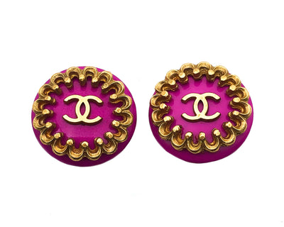 Chanel Vintage Rare Pink Resin Logo Earrings