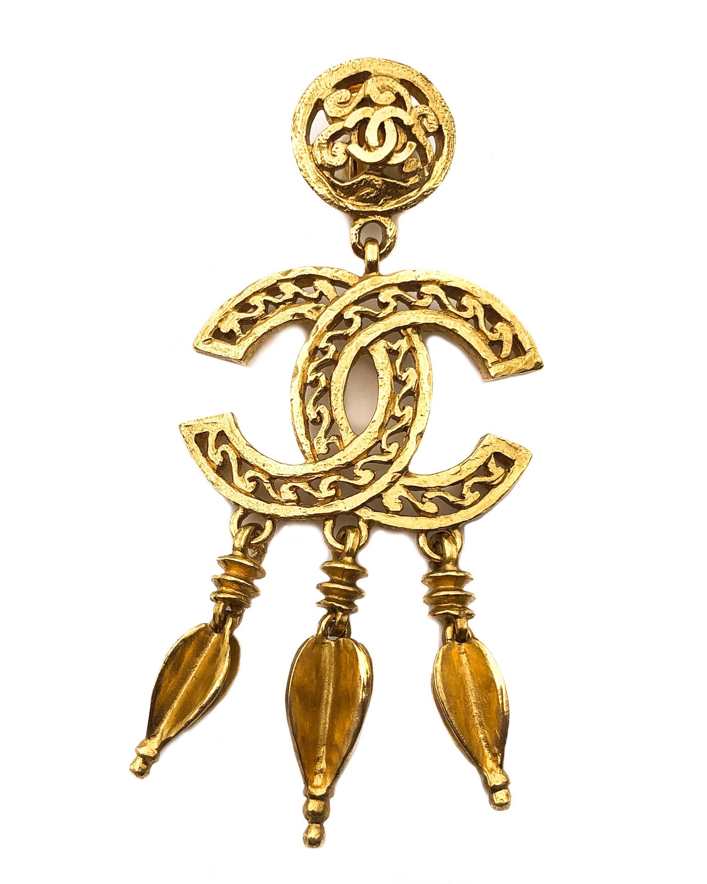 Chanel Vintage Rare Gold Dreamcatcher Earrings