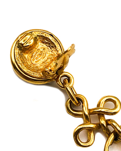 Chanel Vintage Rare Gold Classic Drop Logo Earrings