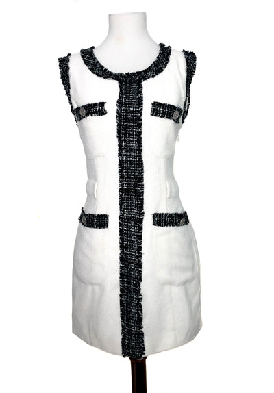 Chanel Classic Black & White Boucle Tweed Runway Dress