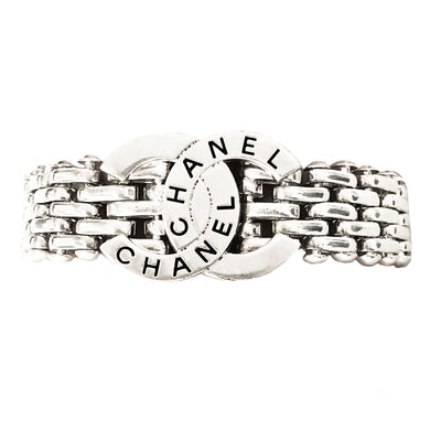 Chanel Vintage Rare Silver Logo Bracelet