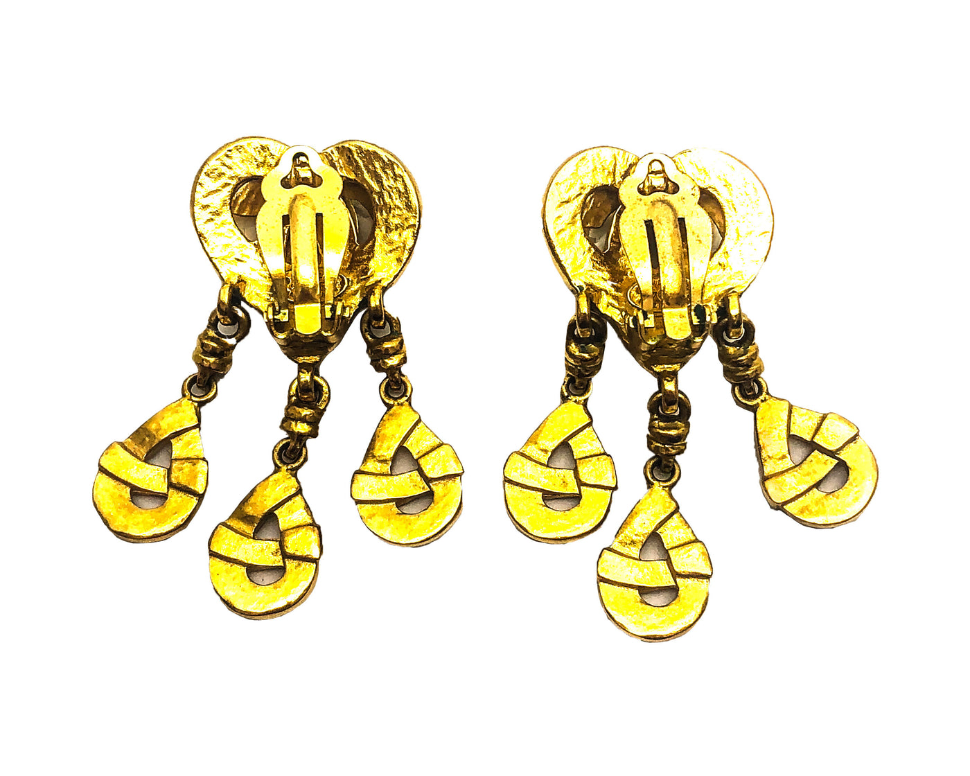 Chanel Vintage Rare Gold Heart Earrings