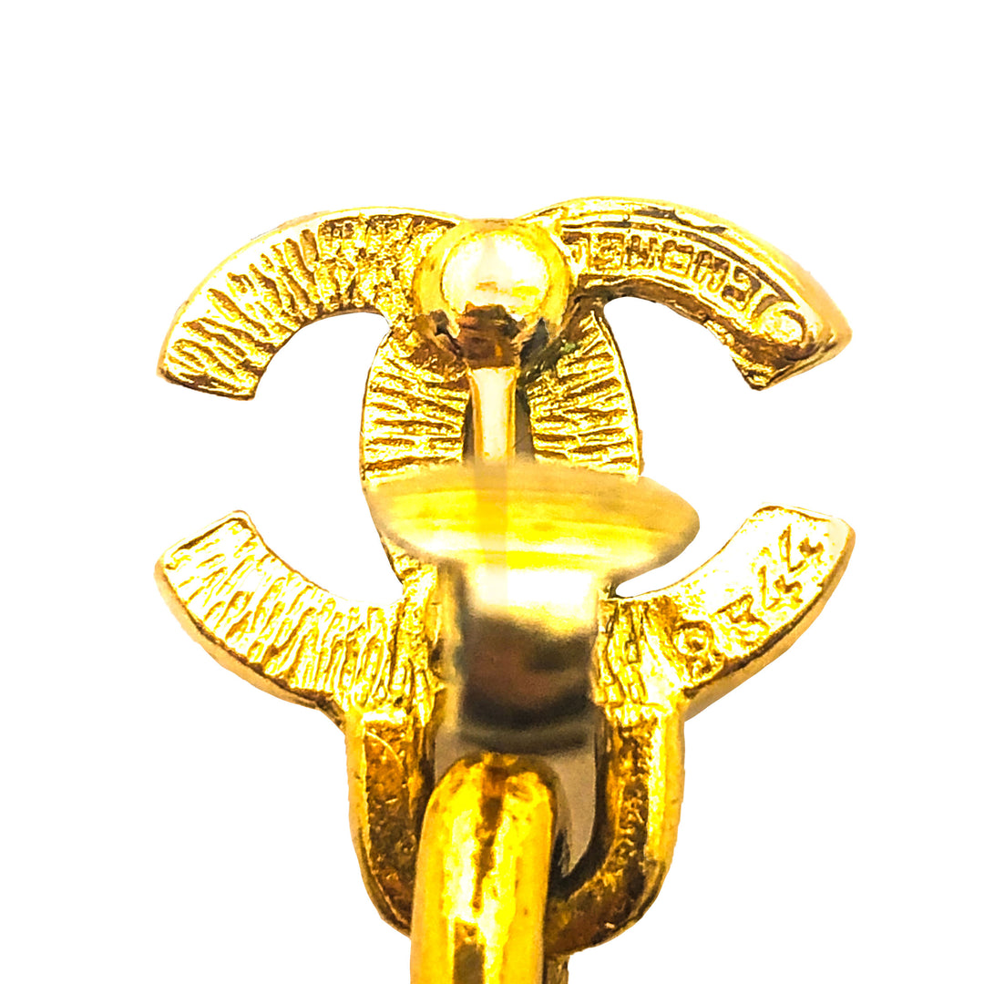 Chanel Vintage Rare Gold Logo & Dog Tag Earrings – Classic Coco