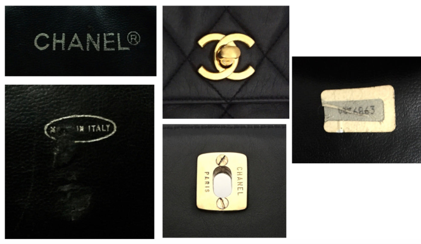 Authentic Chanel Vintage Black Lambskin Mini Flapover