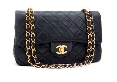 Authentic Chanel Vintage Black Lambskin 2.55 9” Flapover