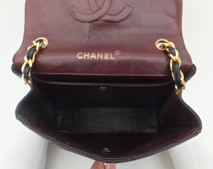 Authentic Chanel Vintage Black Lizard Flapover