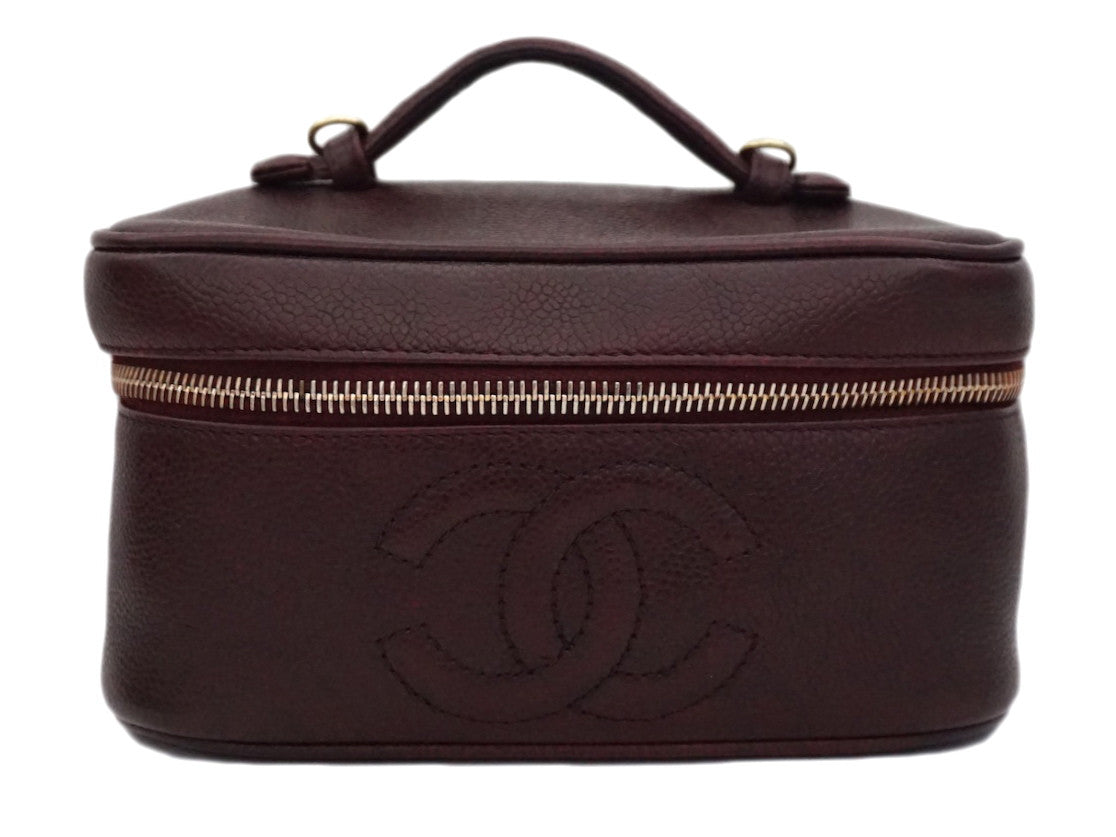 Authentic Chanel Vintage Caviar Burgundy Mini / Makeup Case Handbag –  Classic Coco Authentic Vintage Luxury