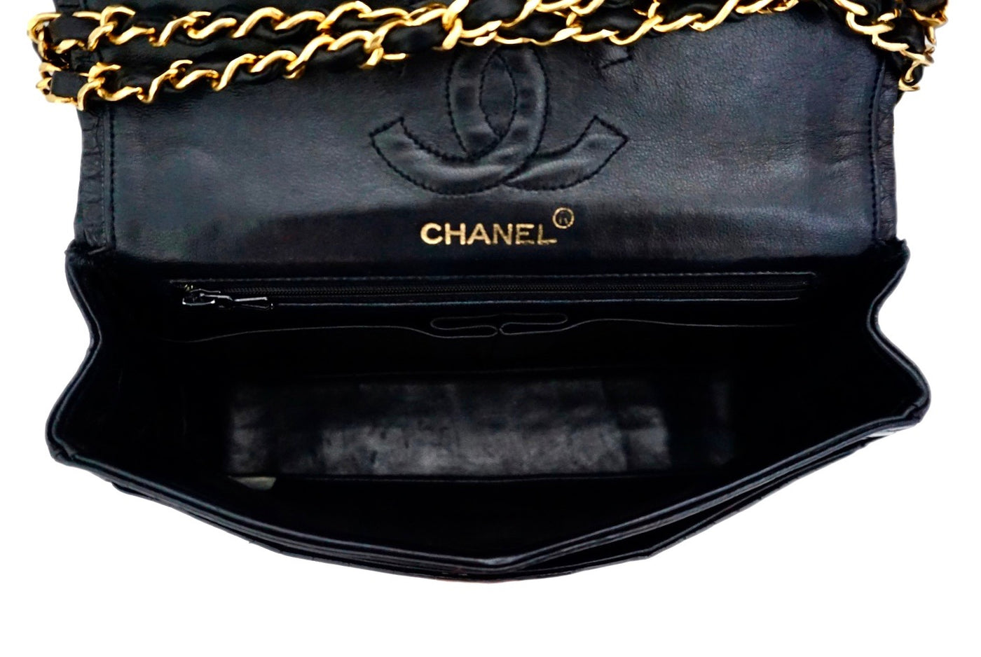 Authentic Chanel Vintage Black Alligator/ Crocodile 2.55 9” Flap Handbag