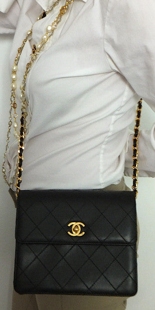 Authentic Chanel Black Vintage Mini 2.55 Flapover