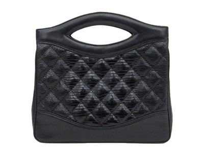Authentic Chanel Vintage Black Rare Lizard Quilted Handbag