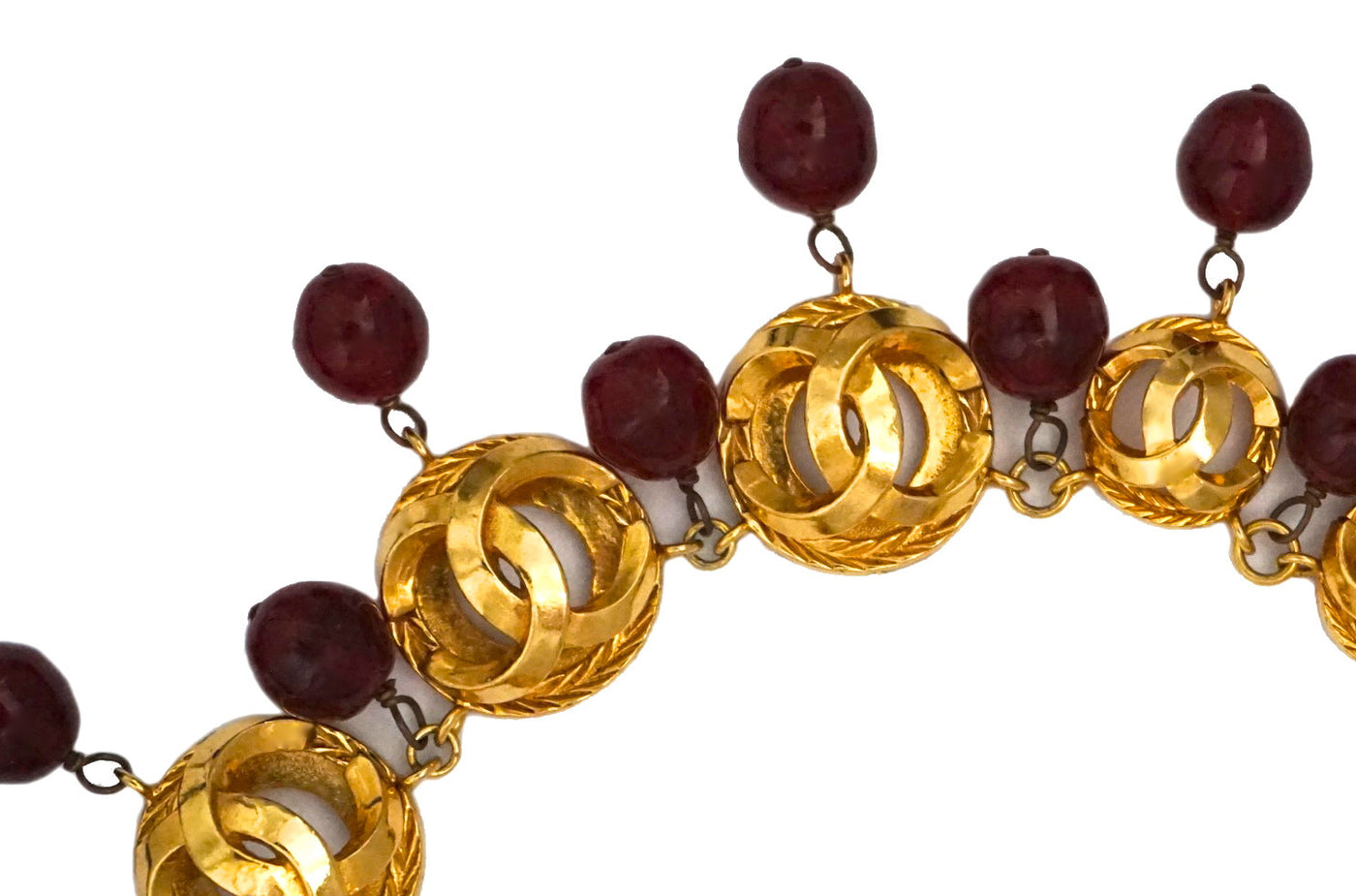 Authentic Chanel Vintage Burgundy Gripoix & Charm Necklace