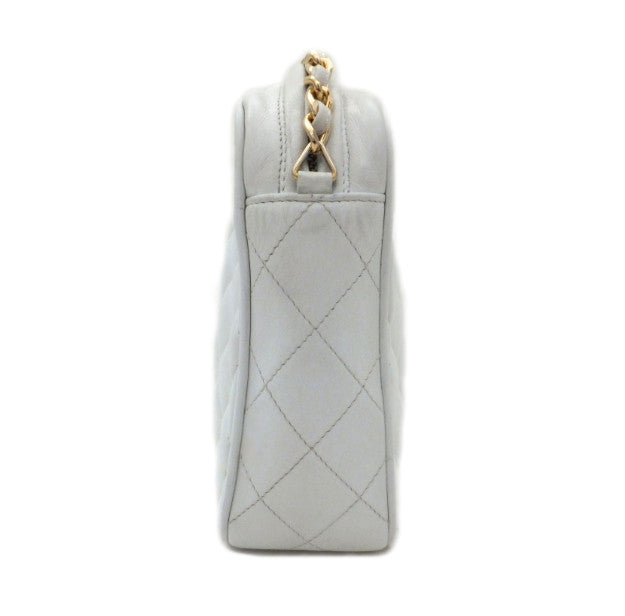Authentic Chanel Vintage White Quilted Camera Style Handbag
