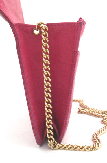 Authentic Chanel Fuschia Pink Caviar Wallet On Chain (WOC)