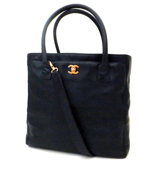 Lot - Chanel Black Caviar Leather Cerf Tote Bag Serial #14235250