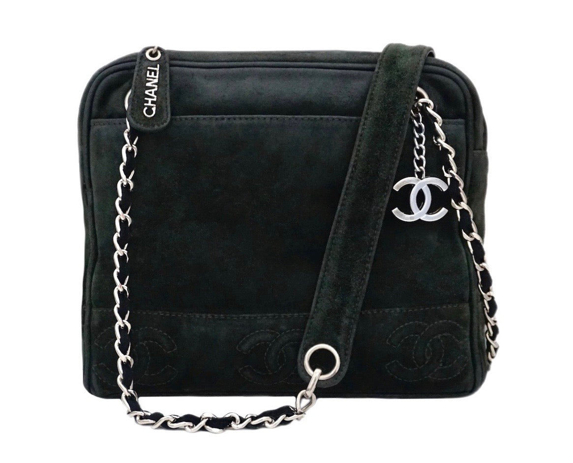 Chanel Suede Green Camera Shoulder Bag · INTO