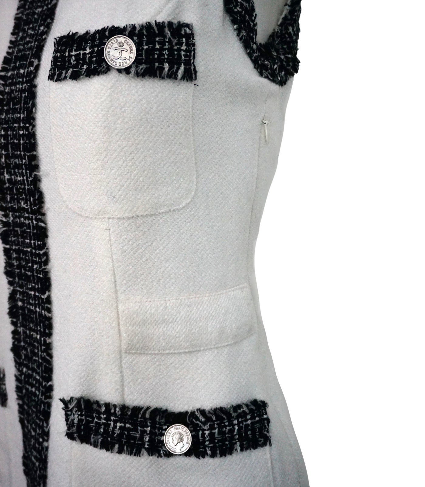 Chanel Classic Black & White Boucle Tweed Runway Dress