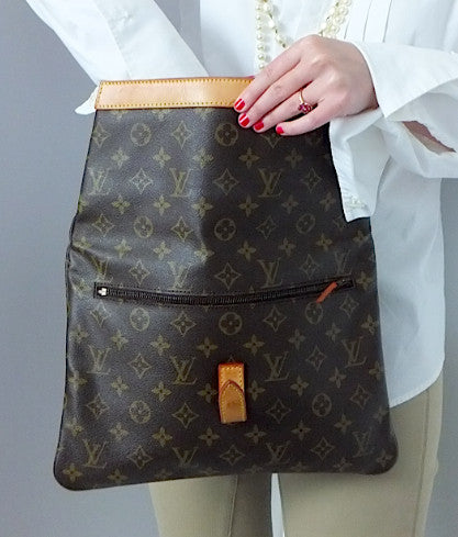 Brown And Black Upcycled Louis Vuitton Envelope Style Clutch