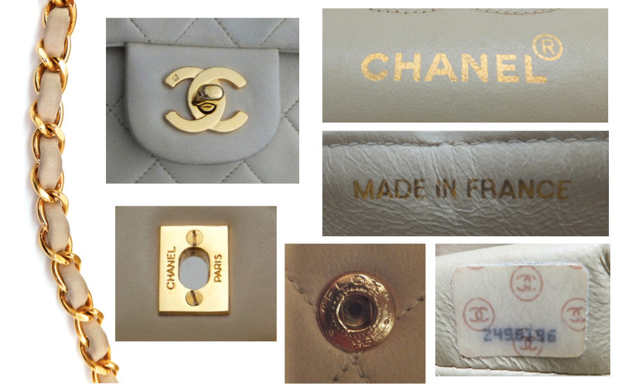 Authentic Chanel Vintage Beige Lambskin 2.55 9” Flapover
