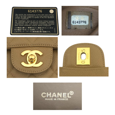 Chanel Vintage Rare Tan Caviar Medium Classic Double Flap Bag
