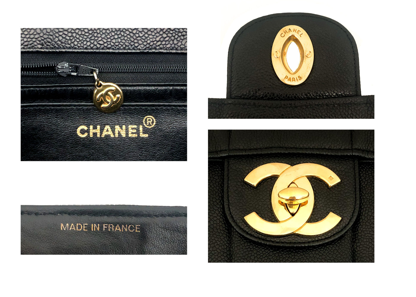 Chanel Vintage Rare Black Caviar Vertical Quilted Jumbo