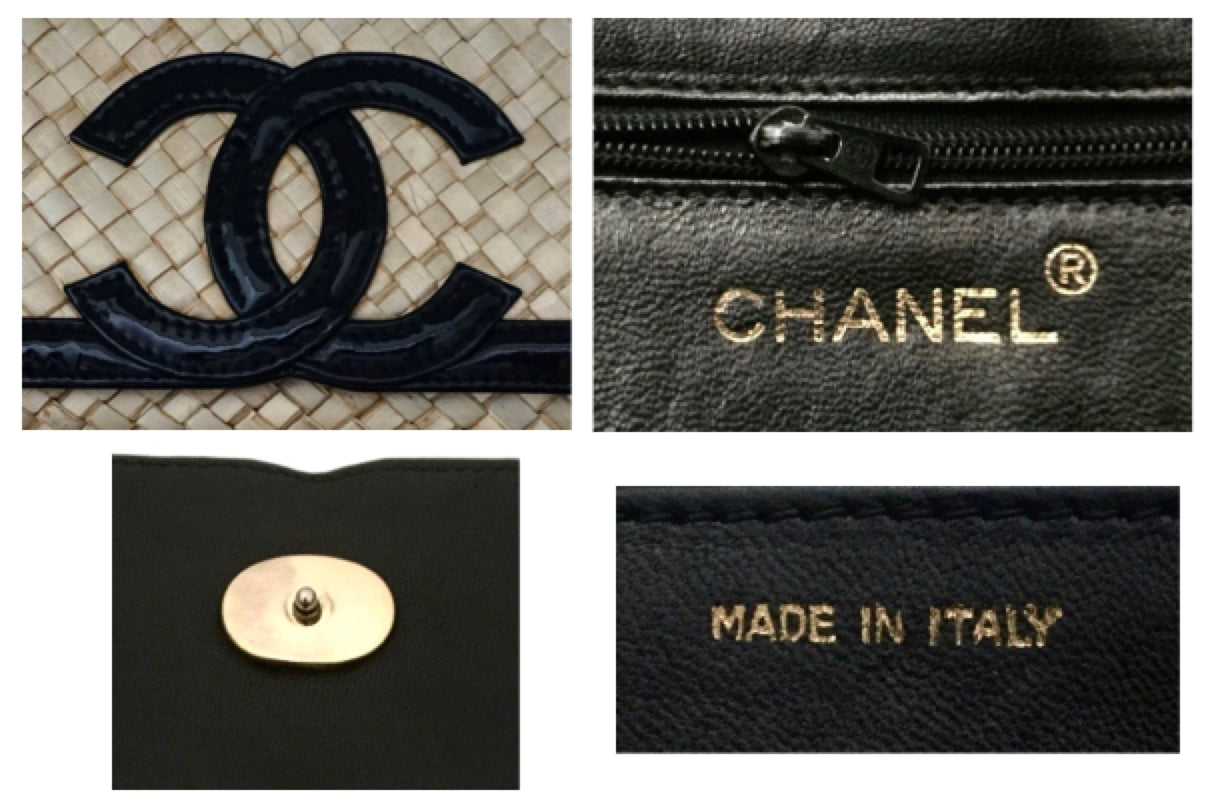 Chanel Vintage Wicker & Black Patent Jumbo