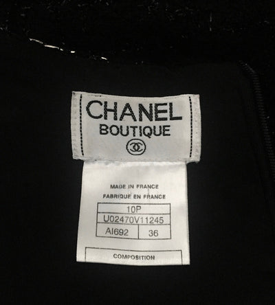 Chanel Black Boucle Tweed Runway Dress Size 38