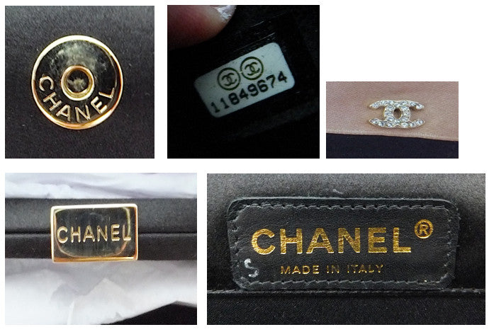 Authentic Chanel Satin Tan & Black Bow Clutch