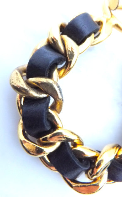 Authentic Chanel Black Thick Chain Bracelet