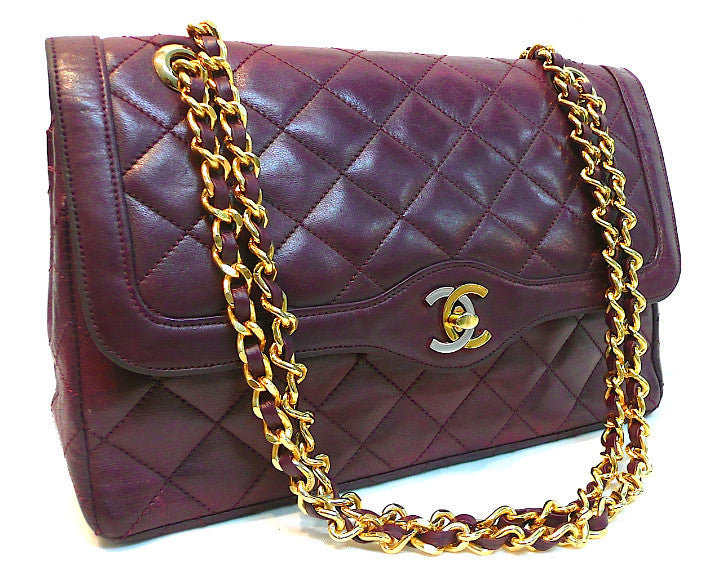 Authentic Chanel Vintage Quilted Burgundy 2.55 10” Flapover