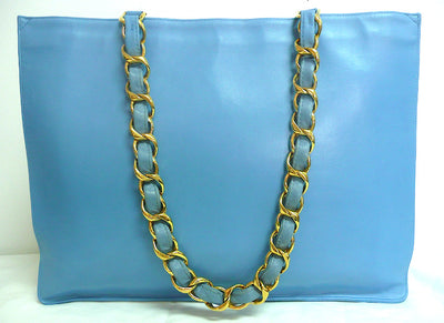 Authentic Chanel Vintage Blue Jumbo Maxi Tote