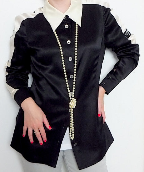 chanel black blouse medium