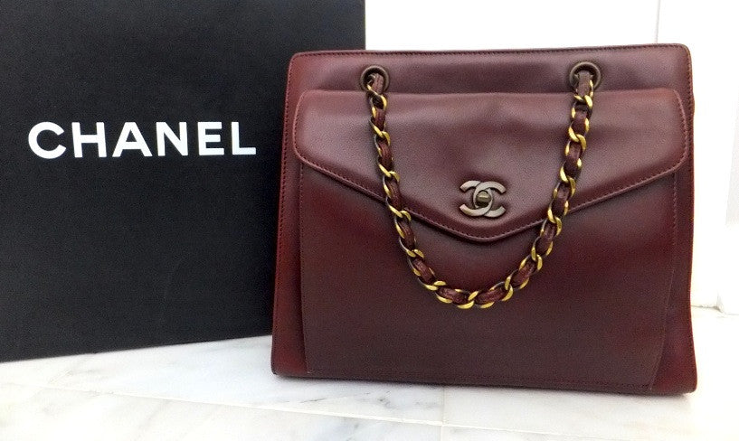Authentic Chanel Burgundy Grand Shopper Tote (GST)