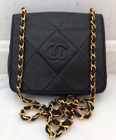 Authentic Chanel Black Vintage Lambskin Flapover