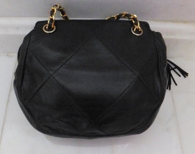 Authentic Chanel Black Vintage Lambskin Octagon Handbag