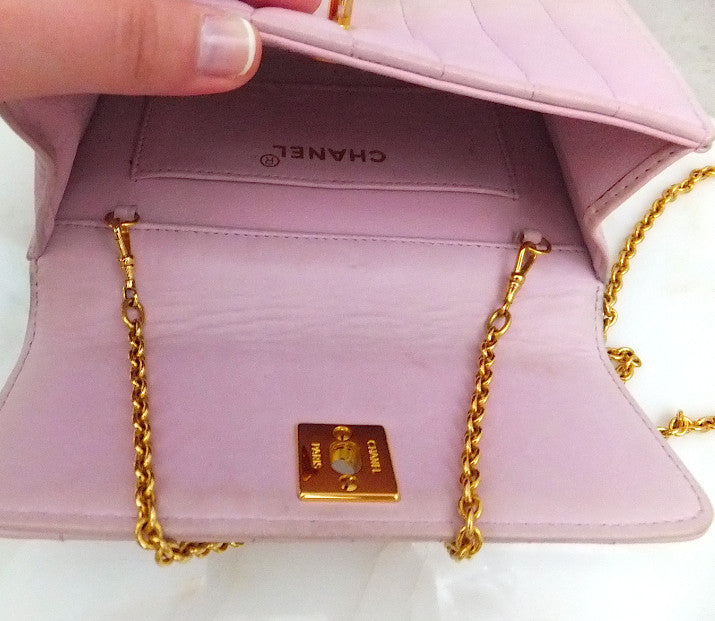 Authentic Chanel Vintage Mini Light Pink 2.55 Flapover