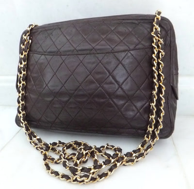 Authentic Chanel Vintage Jumbo Brown Quilted Camera Bag