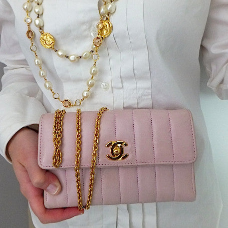 Authentic Chanel Vintage Mini Light Pink 2.55 Flapover