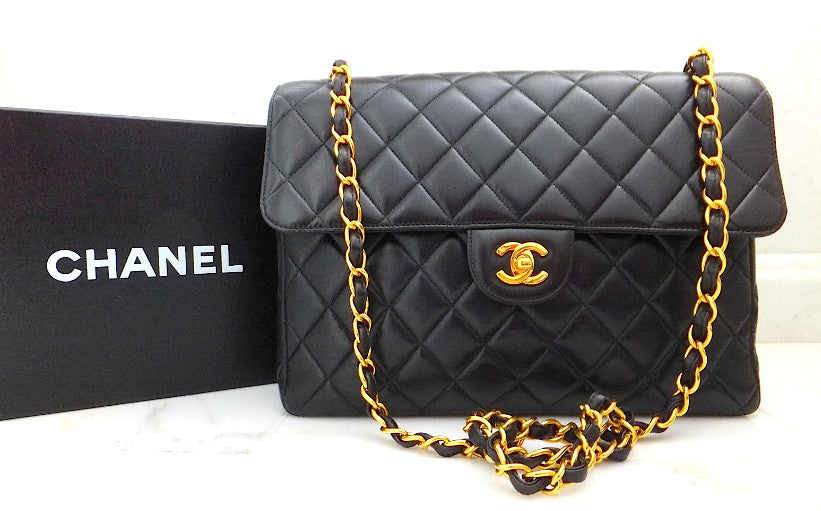 Authentic Chanel Vintage Black 2.55 Jumbo Flapover