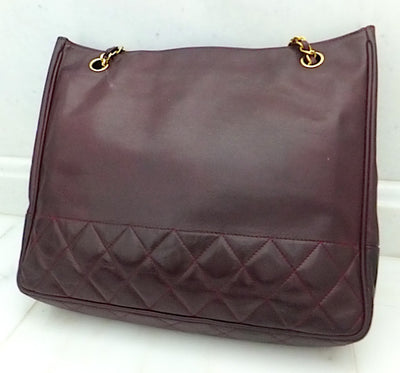 Authentic Chanel Vintage Large Quilted Burgundy Wine Tote