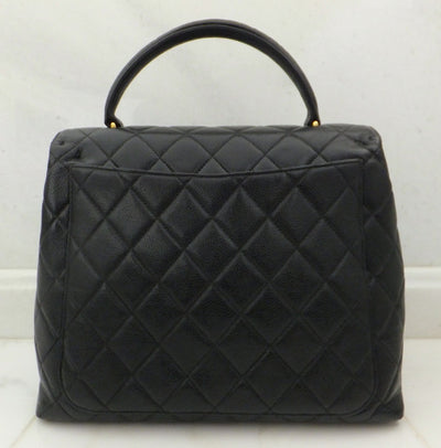 Authentic Chanel Jumbo Quilted Black Caviar Kelly Bag