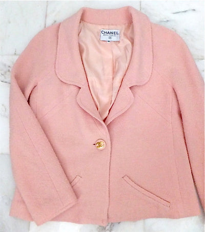 Authentic Chanel Vintage Pink Classic Boucle Jacket