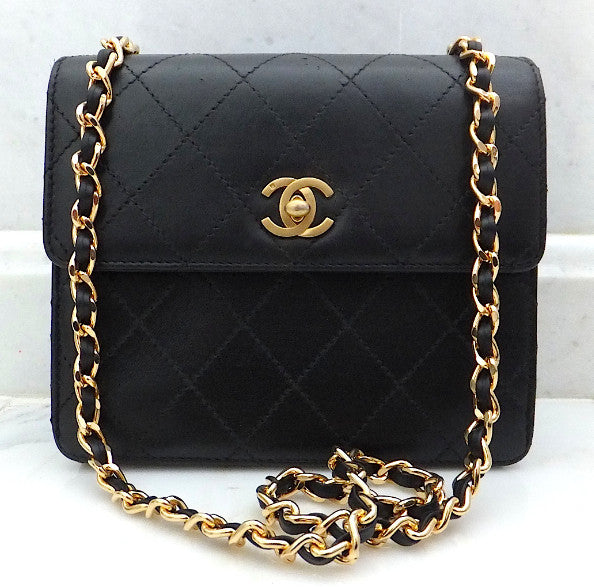 Authentic Chanel Black Vintage Mini 2.55 Flapover