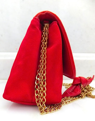 Authentic Chanel Vintage Mini Red Silk Flapover