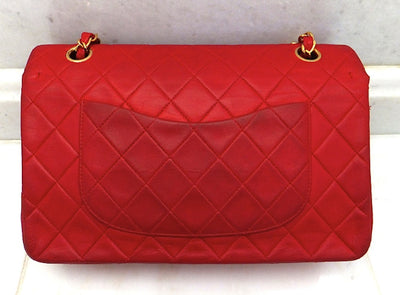 Authentic Chanel Vintage Red Quilted 2.55 Flapover