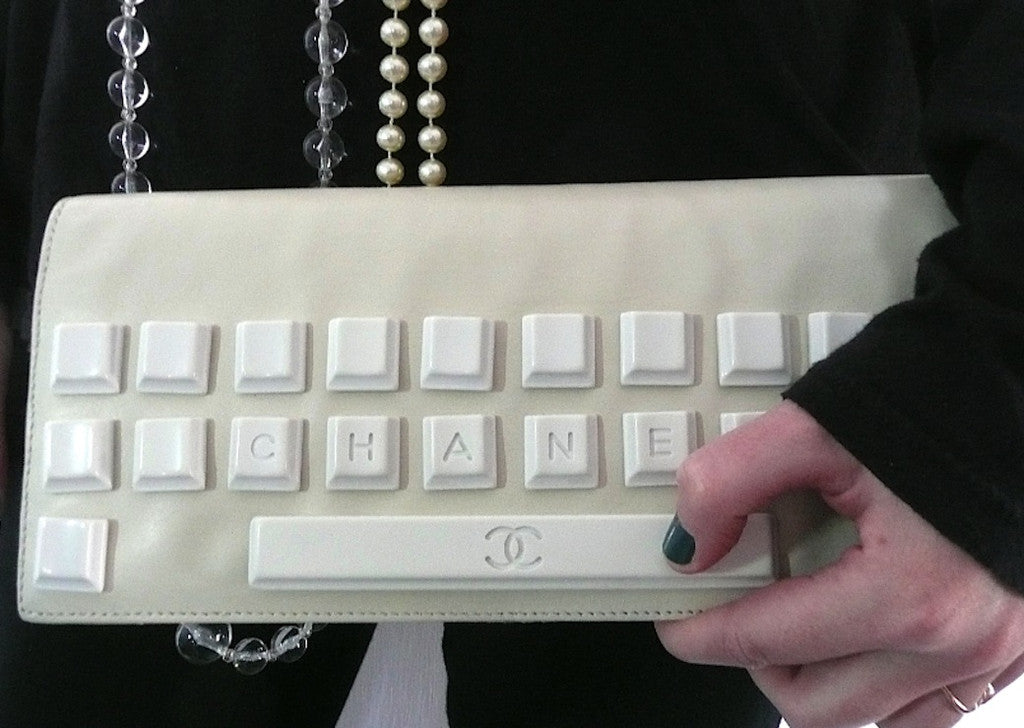 Chanel Keyboard Computer Authentic Chanel ONE OF A KIND HAUTE COUTURE RUNWAY Bone Keyboard Clut ...