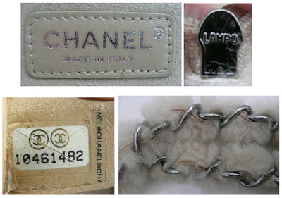 Authentic Chanel Modern Chain Shearling Bone Jumbo