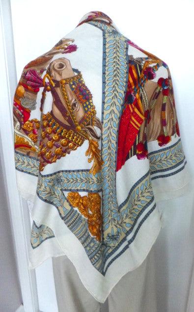 Authentic Hermes Horse Cashmere & Silk Shawl