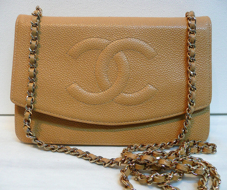 Authentic Chanel Vintage Beige Caviar Wallet On Chain (WOC) – Classic Coco  Authentic Vintage Luxury