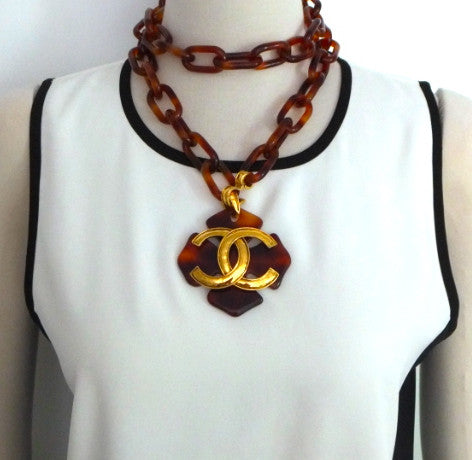Authentic Chanel Vintage Tortoise Necklace