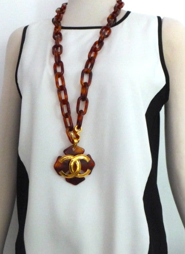 Authentic Chanel Vintage Tortoise Necklace